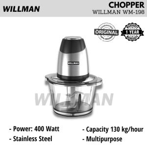 WILLMAN WM-198 Food Chopper Blender Giling Daging Bumbu Rempah Dapur Serbaguna